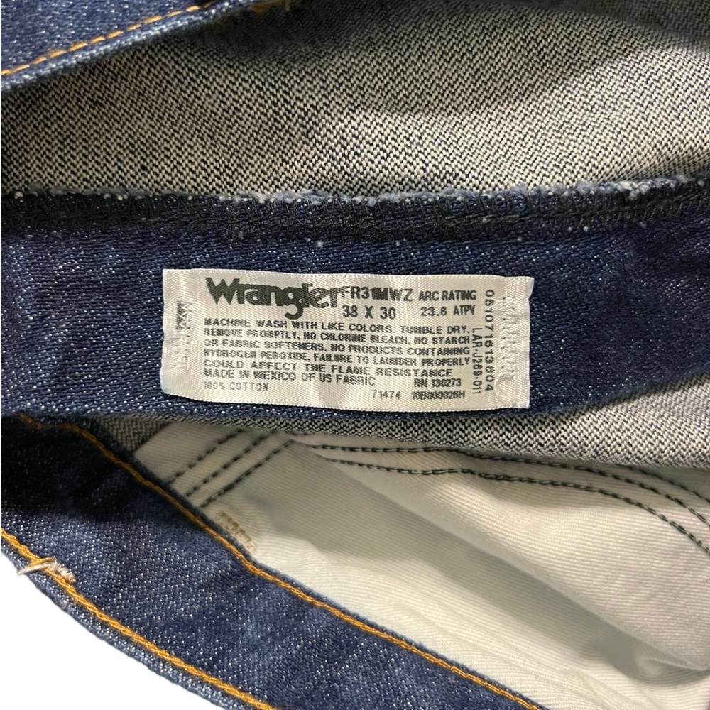 Wrangler Flame Resistant Denim Dark Wash Relaxed Fit Straight Leg Jeans … - Picture 6 of 7